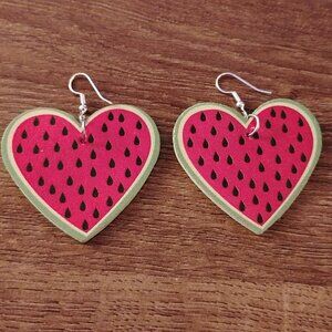 Women's costume jewelry heart shape red earrings